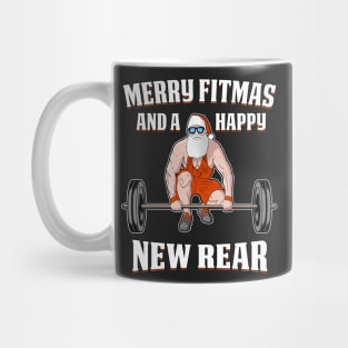 Merry Fitmas And A Happy New Rear Funny Holiday Workout tee Mug